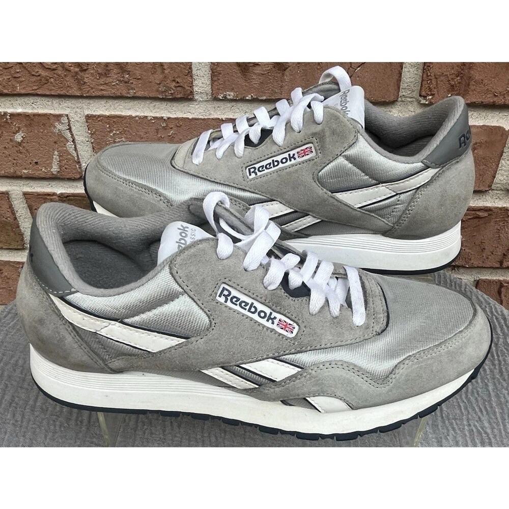 Men's Reebok Classic Nylon Gray Silver Athletic Sneaker Size 8.5